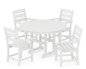 POLYWOOD® Lakeside 5-Piece Round Farmhouse Dining Set - White