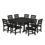 POLYWOOD® Lakeside 9-Piece Farmhouse Trestle Dining Set - Black
