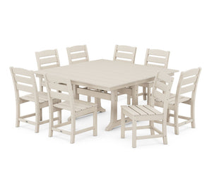 POLYWOOD® Lakeside 9-Piece Farmhouse Trestle Dining Set - Sand