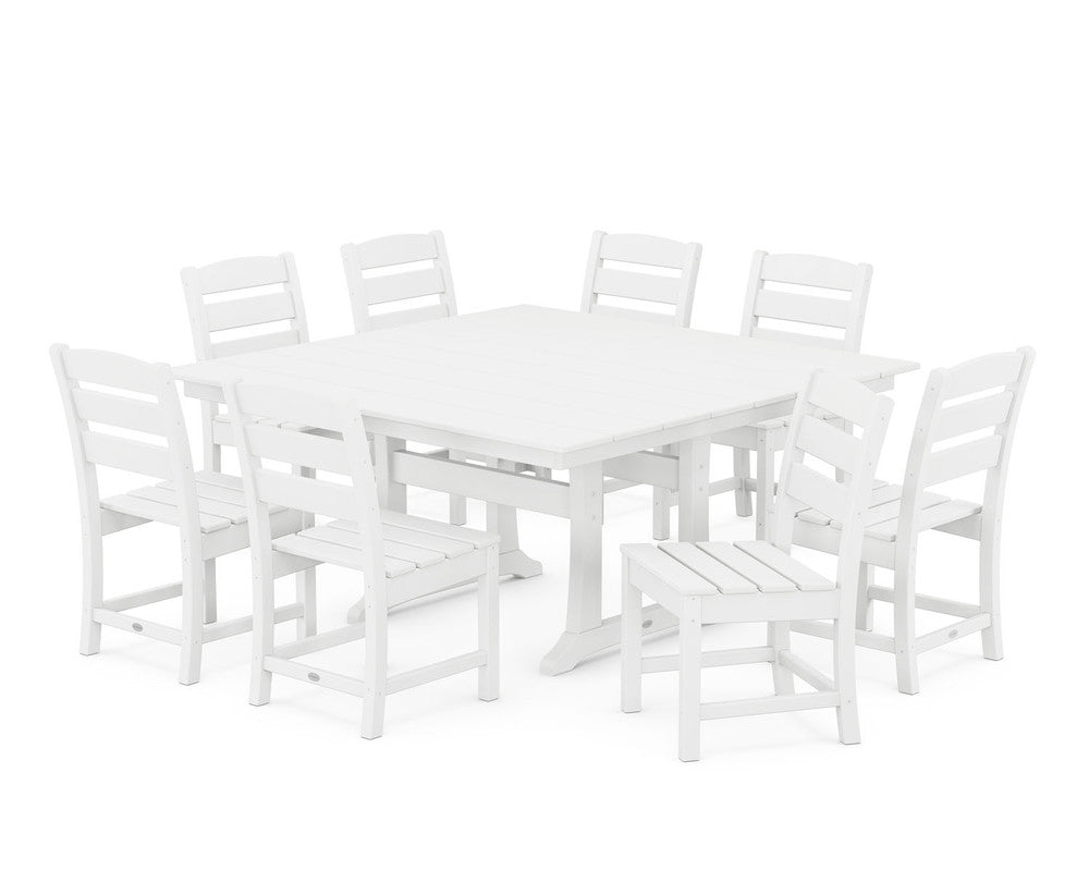 POLYWOOD® Lakeside 9-Piece Farmhouse Trestle Dining Set - White
