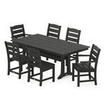 POLYWOOD® Lakeside 7-Piece Farmhouse Trestle Dining Set - Black