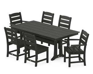POLYWOOD® Lakeside 7-Piece Farmhouse Trestle Dining Set - Black
