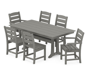 POLYWOOD® Lakeside 7-Piece Farmhouse Trestle Dining Set - Slate Grey