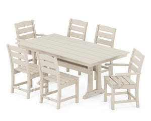 POLYWOOD® Lakeside 7-Piece Farmhouse Trestle Dining Set - Sand