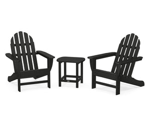 POLYWOOD® Classic Adirondack 3-Piece Set with South Beach 18" Side Table - Black