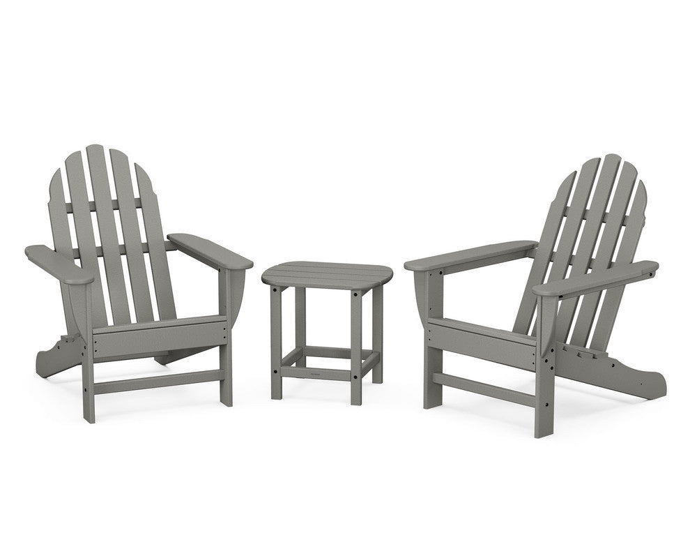 POLYWOOD® Classic Adirondack 3-Piece Set with South Beach 18" Side Table - Slate Grey