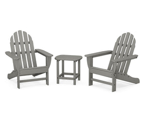 POLYWOOD® Classic Adirondack 3-Piece Set with South Beach 18" Side Table - Slate Grey