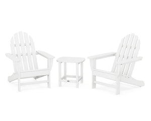 POLYWOOD® Classic Adirondack 3-Piece Set with South Beach 18" Side Table - White