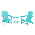 POLYWOOD® Modern 3-Piece Adirondack Set with Long Island 18" Side Table - Aruba