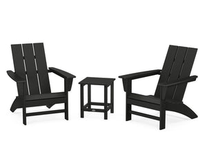 POLYWOOD® Modern 3-Piece Adirondack Set with Long Island 18" Side Table - Black