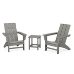 POLYWOOD® Modern 3-Piece Adirondack Set with Long Island 18" Side Table - Slate Grey
