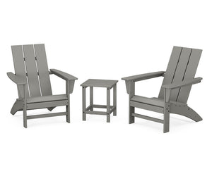POLYWOOD® Modern 3-Piece Adirondack Set with Long Island 18" Side Table - Slate Grey