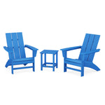POLYWOOD® Modern 3-Piece Adirondack Set with Long Island 18" Side Table - Pacific Blue