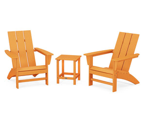 POLYWOOD® Modern 3-Piece Adirondack Set with Long Island 18" Side Table - Tangerine