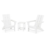POLYWOOD® Modern 3-Piece Adirondack Set with Long Island 18" Side Table - White