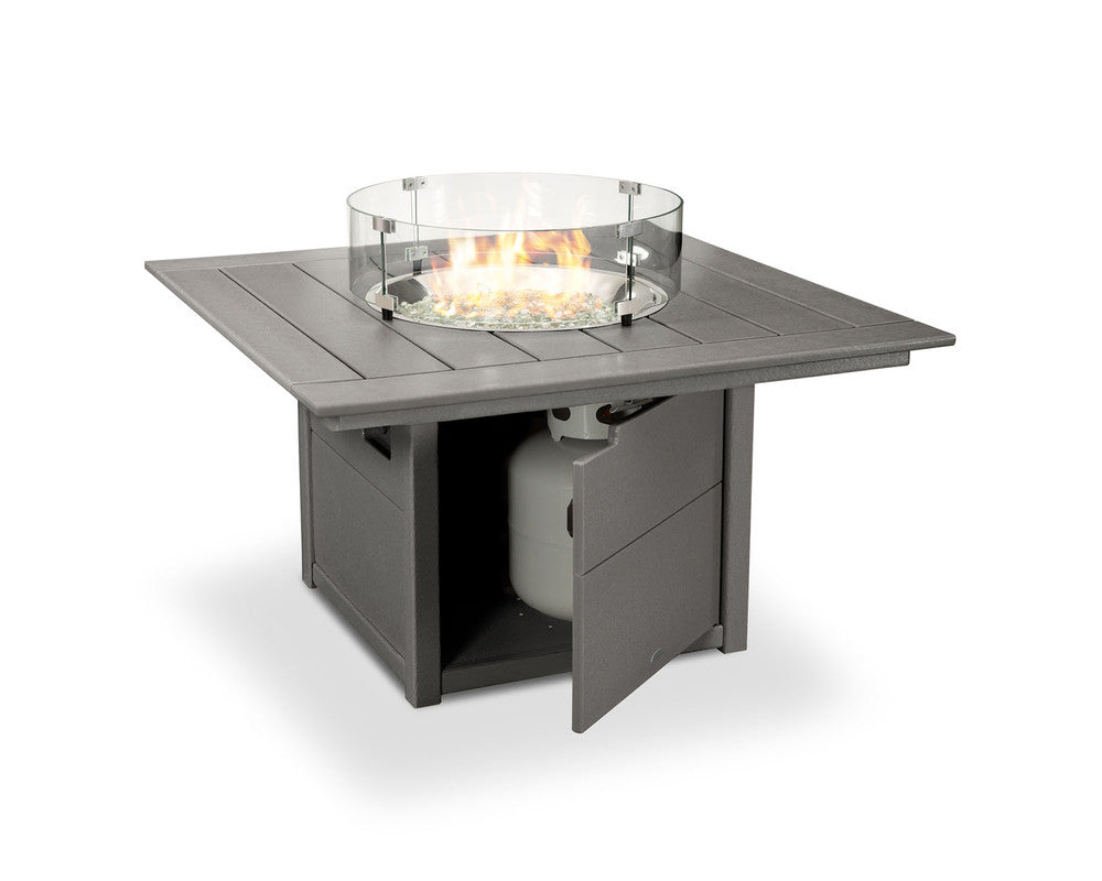 POLYWOOD® Square 42" Fire Pit Table - Slate Grey
