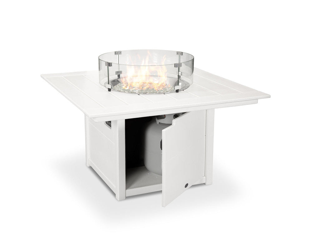 POLYWOOD® Square 42" Fire Pit Table - White