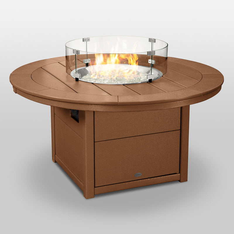 POLYWOOD® Round 48" Fire Pit Table - Teak