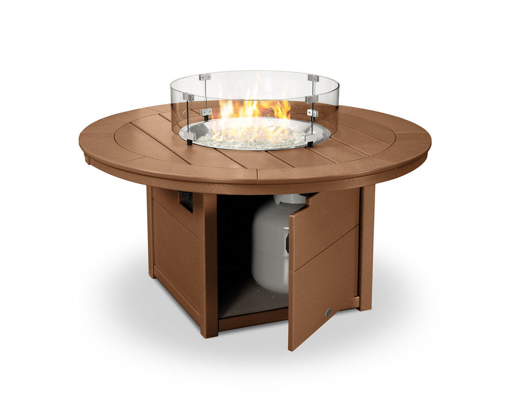 POLYWOOD® Round 48" Fire Pit Table - Teak