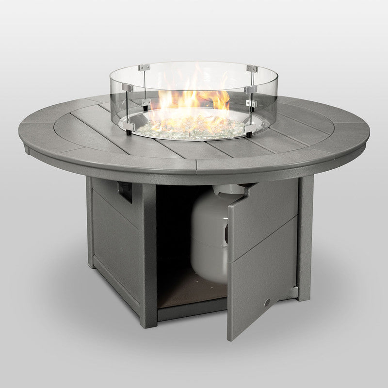 POLYWOOD® Round 48" Fire Pit Table - Slate Grey