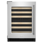 KitchenAid Stainless 24" Undercounter Wine Cellar with Glass Door and Wood-Front Racks( 4.97 Cu.Ft ) KUWL214KSB