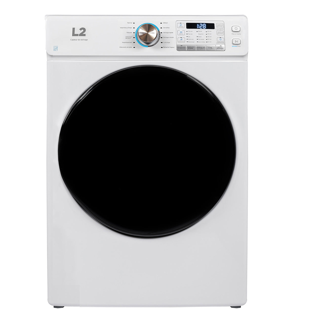 L2 White Electric Dryer with French Display (8.0 Cu. Ft) - LE52N3AWWFR