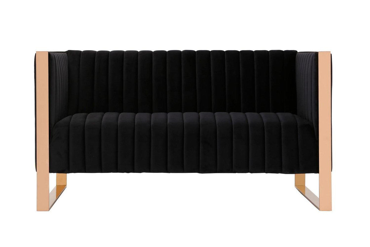 Adulis Velvet Loveseat - Black