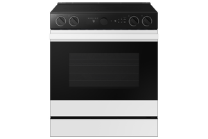 Samsung BESPOKE White Glass 30" True Convection Slide In Range with Oven Camera (6.3cu.ft.) - NSE6DB870012AC