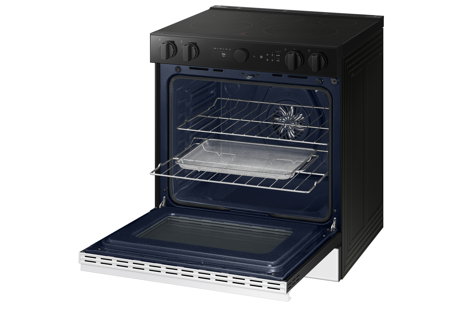 Samsung BESPOKE White Glass 30" True Convection Slide In Range with Oven Camera (6.3cu.ft.) - NSE6DB870012AC