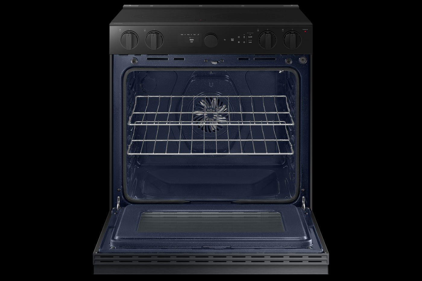 Samsung BESPOKE Matte Black Steel 30" True Convection Slide In Range with Air Sous Vide & Air Fry (6.3cu.ft.) - NSE6DG8500MTAC