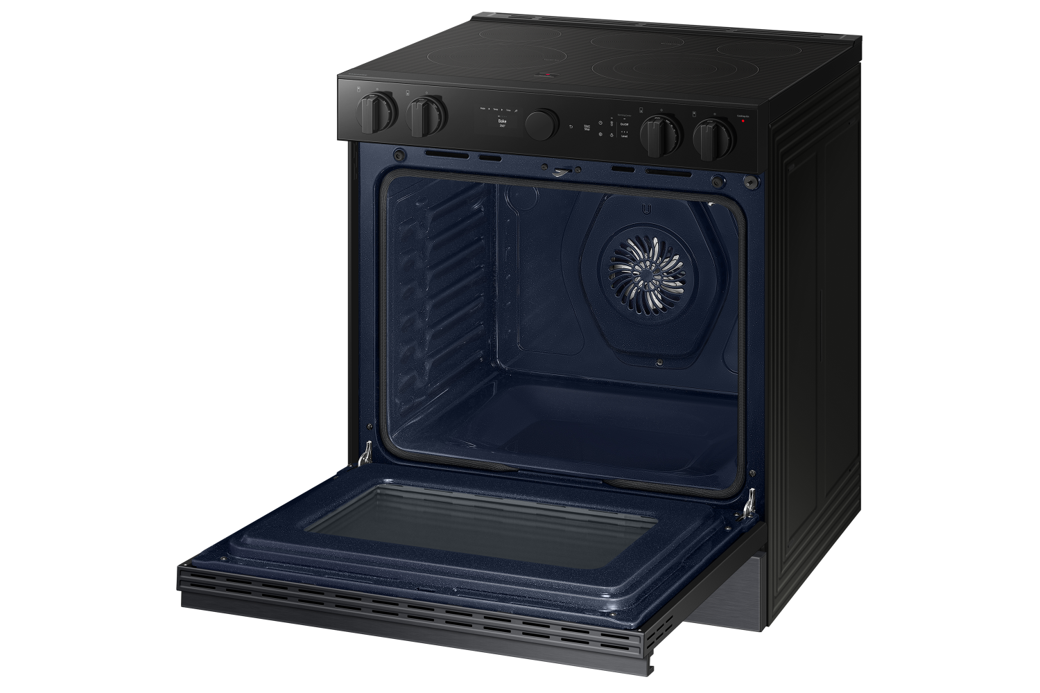 Samsung BESPOKE Matte Black Steel 30" True Convection Slide In Range with Air Sous Vide & Air Fry (6.3cu.ft.) - NSE6DG8500MTAC
