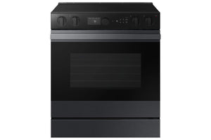 Samsung BESPOKE Matte Black Steel 30" True Convection Slide In Range with Air Sous Vide & Air Fry (6.3cu.ft.) - NSE6DG8500MTAC