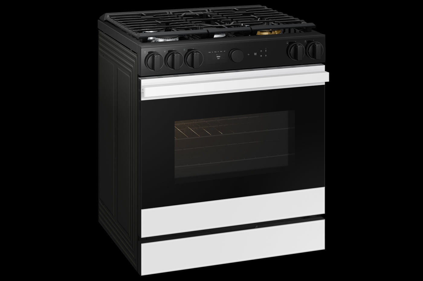 Samsung BESPOKE White Glass 30" Gas True Convection Slide in Range with Oven Camera (6.0cu.ft) - NSG6DB870012AA