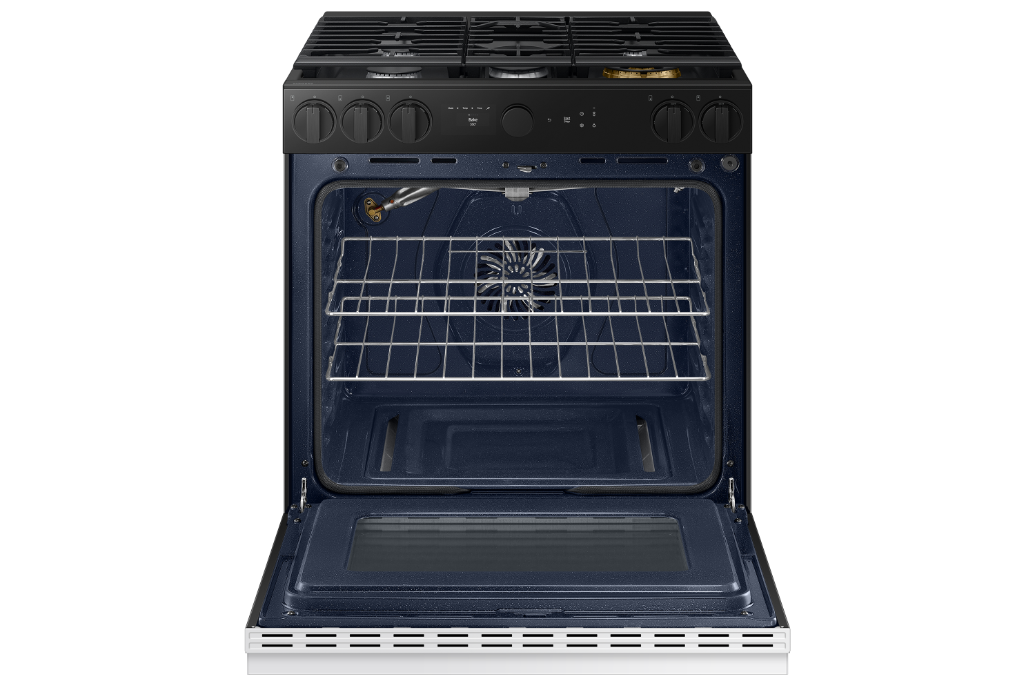 Samsung BESPOKE White Glass 30" Gas True Convection Slide in Range with Oven Camera (6.0cu.ft) - NSG6DB870012AA