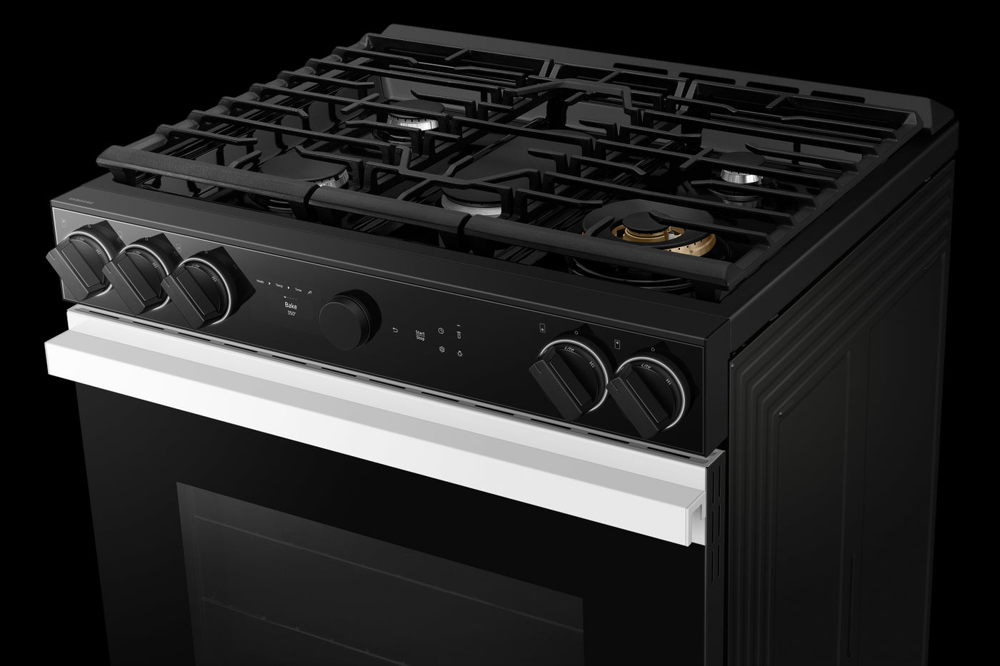 Samsung BESPOKE White Glass 30" Gas True Convection Slide in Range with Oven Camera (6.0cu.ft) - NSG6DB870012AA