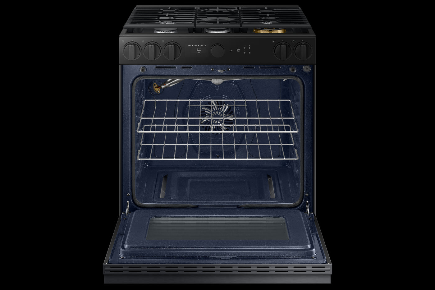 Samsung BESPOKE Matte Black Steel 30" Gas True Convection Slide in Range with Air Sous Vide and Air Fry (6.0cu.ft) - NSG6DG8500MTAA