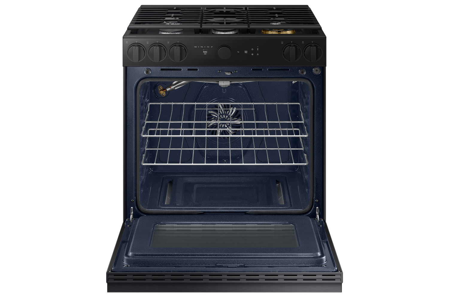 Samsung BESPOKE Matte Black Steel 30" Gas True Convection Slide in Range with Air Sous Vide and Air Fry (6.0cu.ft) - NSG6DG8500MTAA