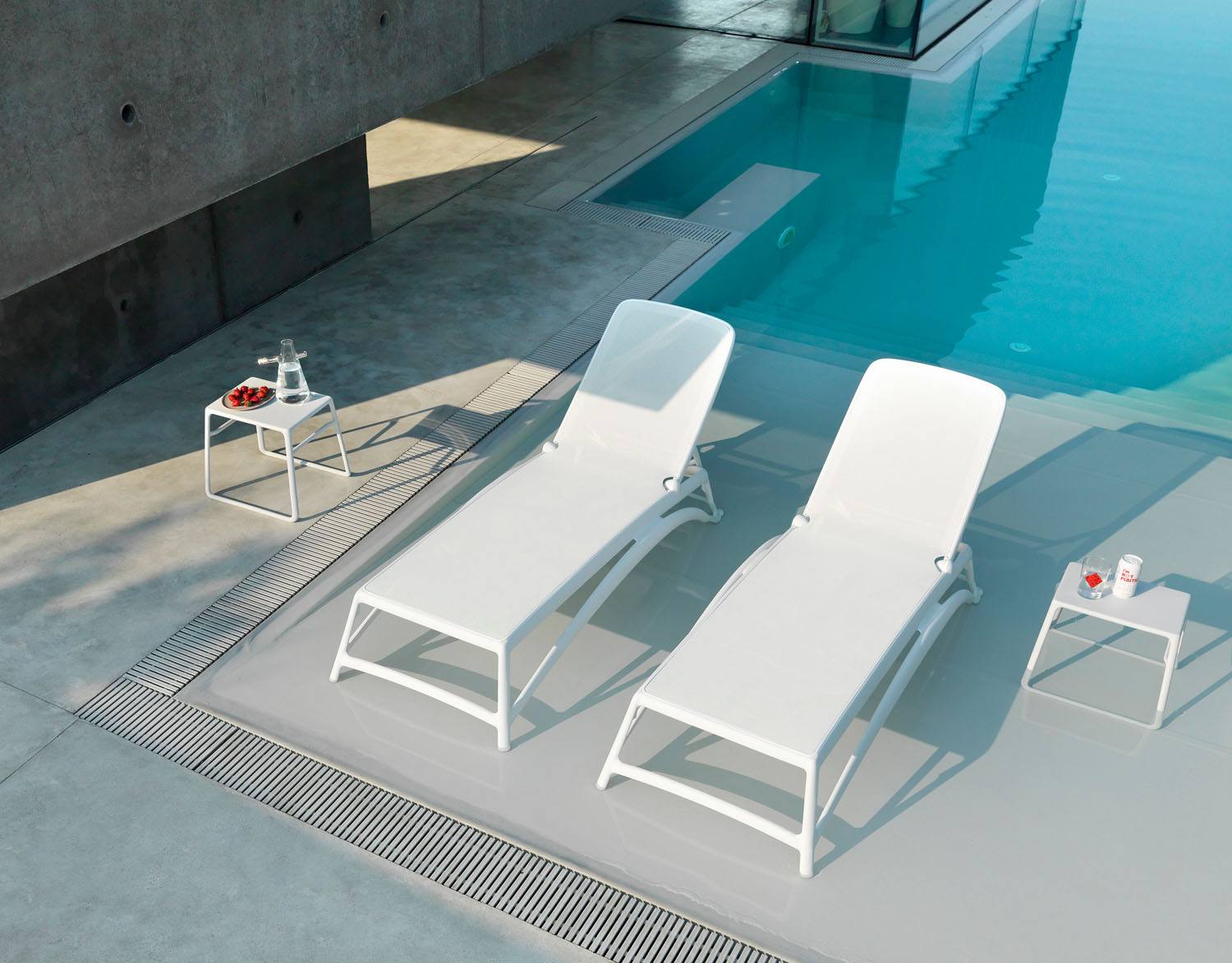 Nardi Atlantico Outdoor Chaise Lounger - White (Set of 2)