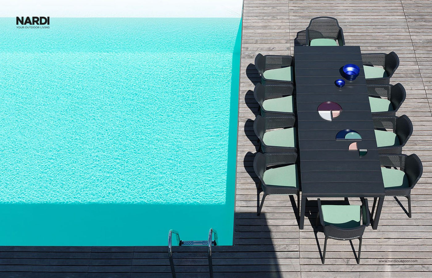 Nardi Rio 83"-110" Outdoor Extension Dining Table - Black