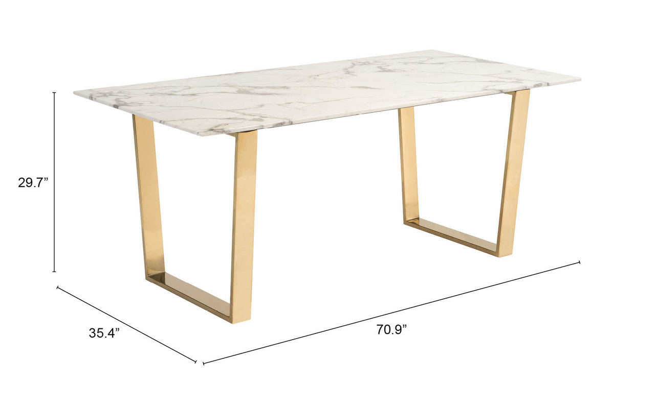 Nezahual 71" Dining Table - Stone/Gold