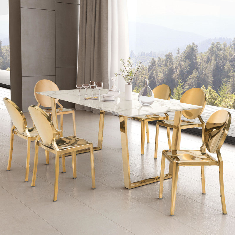 Nezahual 71" Dining Table - Stone/Gold