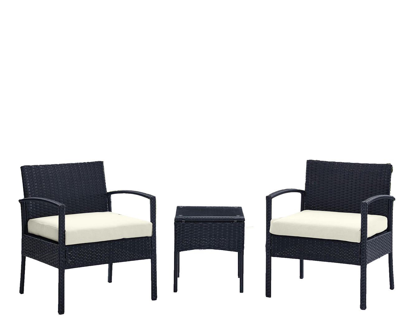 Austwell 3-Piece Outdoor Conversation Set - Black/Cream