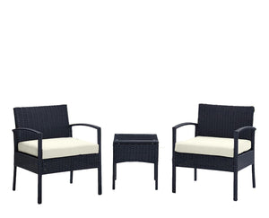 Austwell 3-Piece Outdoor Conversation Set - Black/Cream