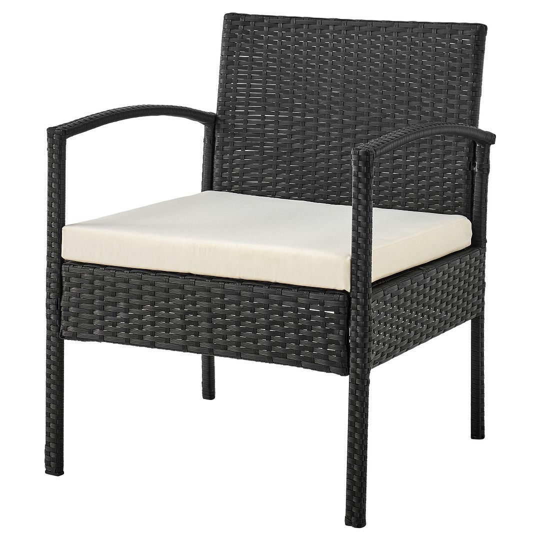 Austwell 3-Piece Outdoor Conversation Set - Black/Cream