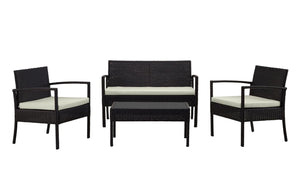 Austwell 4-Piece Outdoor Conversation Set - Black/Cream