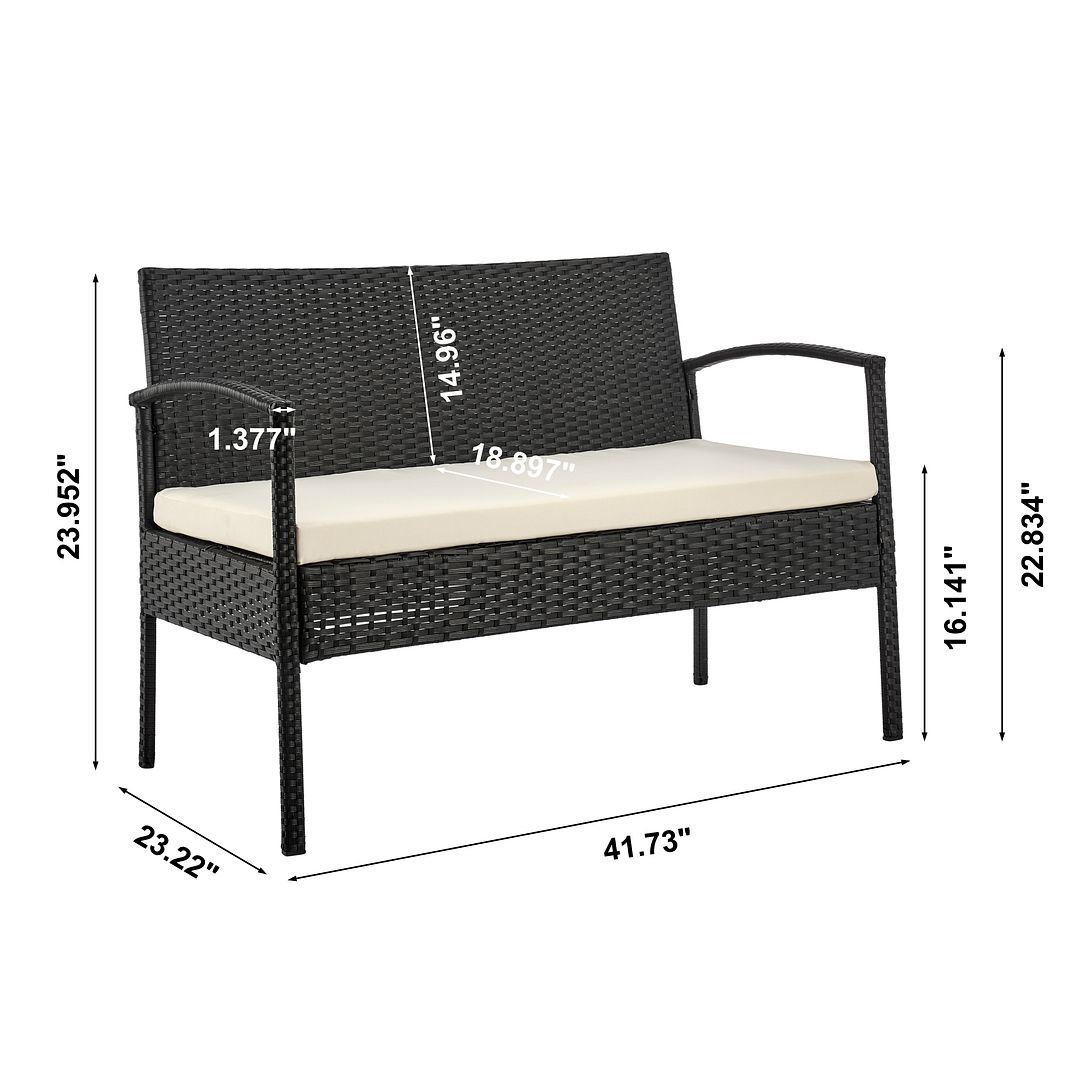 Austwell 4-Piece Outdoor Conversation Set - Black/Cream