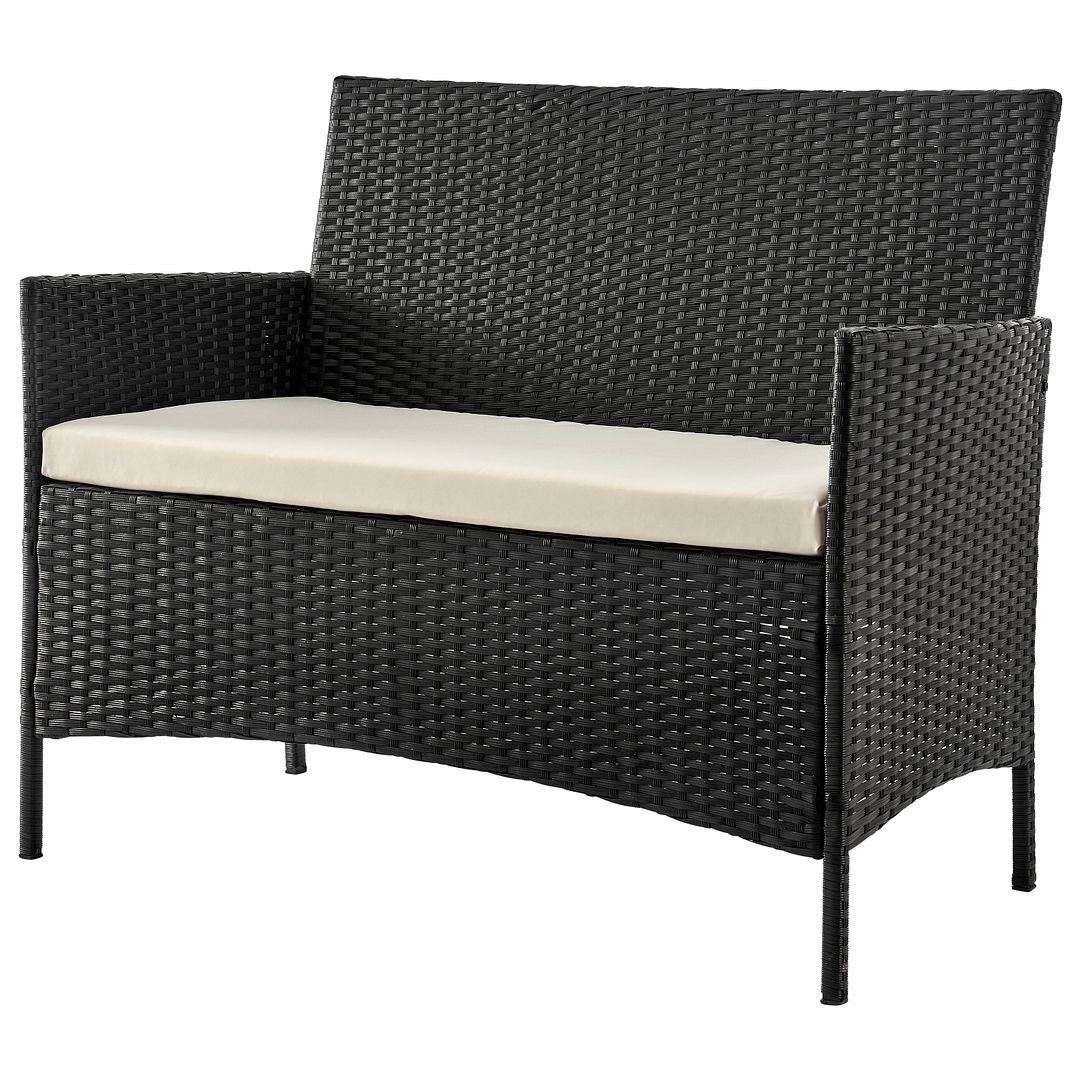 Lavaca 4-Piece Outdoor Conversation Set - Black/Cream