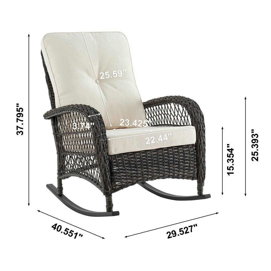 Cypremort Outdoor Rocking Chair - Mixed Grey Weave/Cream