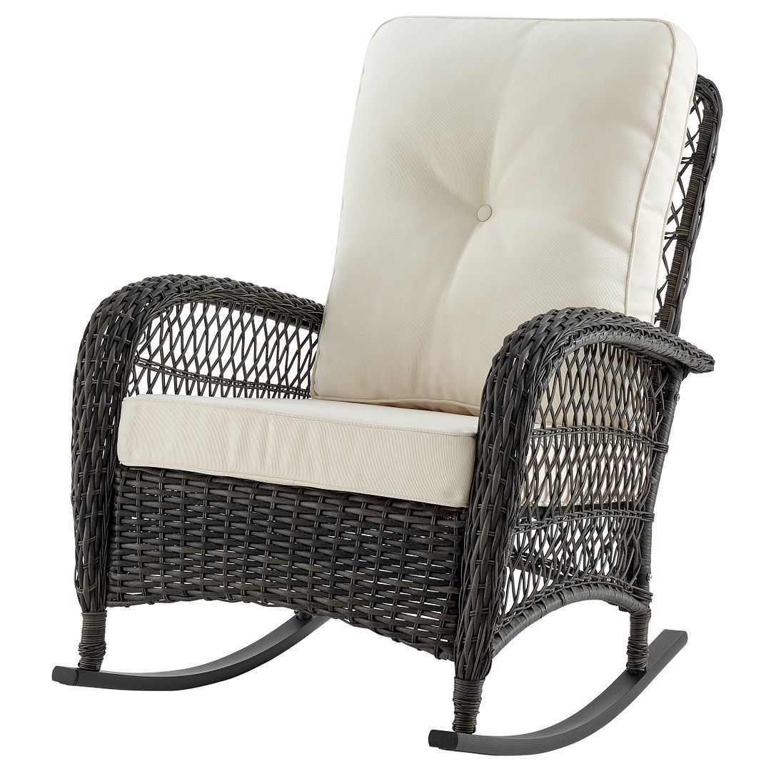 Cypremort Outdoor Rocking Chair - Mixed Grey Weave/Cream
