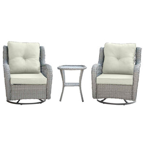 Cypremort Swivel 3-Piece Outdoor Conversation Set - Mixed Grey Weave/Cream